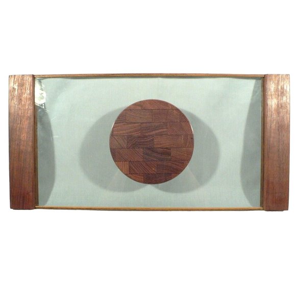 Unbranded Other - Glass Tray Server Retro with Cutting Board Center Mid-Century
